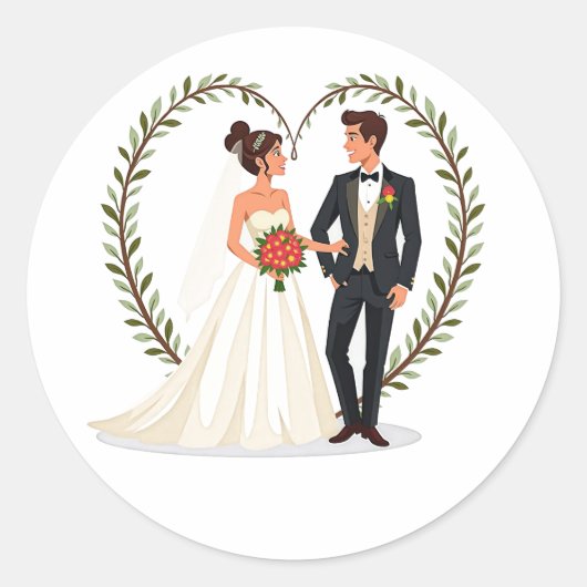 ウェディングデイラブハートシール ラウンドシール (正面)