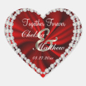 ウェディングデイレッドサテン |カスタマイズ ハートシール (正面)