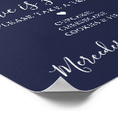 ウェディングデザートバー ラブ イズ スウィート カスタム ネイビーブルー ポスター (角)