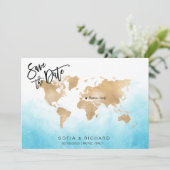 ウェディングデスティネーション ワールドマップ ゴールド ムーブハート 招待状 (スタンド正面)