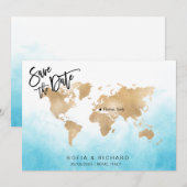 ウェディングデスティネーション ワールドマップ ゴールド ムーブハート 招待状 (正面/裏面)
