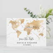 ウェディングデスティネーション ワールドマップ ゴールド リムーブハート 招待状 (スタンド正面)