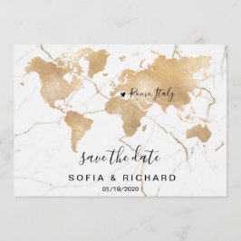 ウェディングデスティネーション ワールドマップ ゴールド リムーブハート 招待状