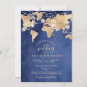 ウェディングデスティネーション ワールドマップ ライトジャーとハート 招待状 (正面)