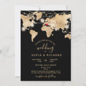 ウェディングデスティネーション ワールドマップ ライトジャーとハート 招待状 (正面)