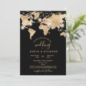 ウェディングデスティネーション ワールドマップ ライトジャーとハート 招待状 (スタンド正面)