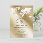 ウェディングデスティネーション 大理石 ワールドマップ 招待状 (スタンド正面)