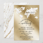 ウェディングデスティネーション 大理石 ワールドマップ 招待状 (正面/裏面)
