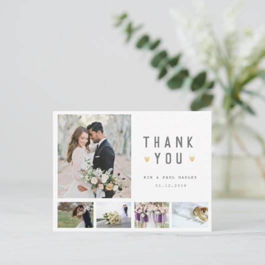 ウェディングデーカスタムフォトコラージュサンキューカード ポストカード (スタンド正面)