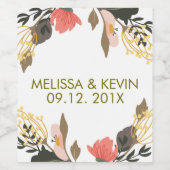 ウェディングデーデザインカラフルフラワーブーケ ワインラベル (シングルラベル)