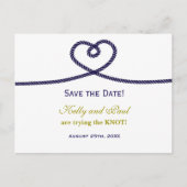 ウェディングデートのハートロープポストカード 結び目を結ぶ 案内ポストカード (正面)