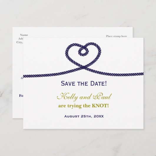 ウェディングデートのハートロープポストカード 結婚しよう 案内ポストカード (正面/裏面)