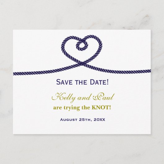 ウェディングデートのハートロープポストカード 結婚しよう 案内ポストカード (正面)