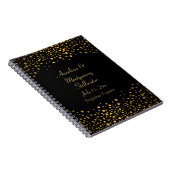 ウェディングデートレンディー金ゴールドドット付き黒 ノートブック (右側)