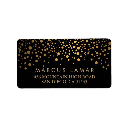 ウェディングデートレンディー金ゴールドドット付き黒 ラベル (正面)