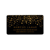 ウェディングデートレンディー金ゴールドドット付き黒 ラベル (正面)