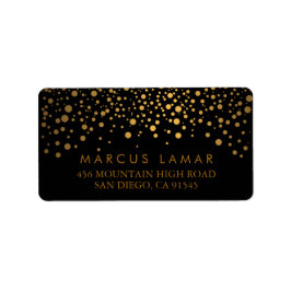 ウェディングデートレンディー金ゴールドドット付き黒 ラベル