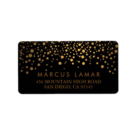 ウェディングデートレンディー金ゴールドドット付き黒 ラベル (正面)