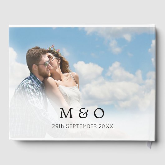 ウェディングデー2フォトモノグラムモダンタイポグラフィ ゲストブック (裏面)