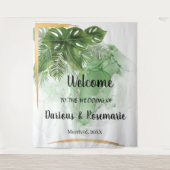 ウェディングトロピカルパームタペストリーへようこそ タペストリー (正面)