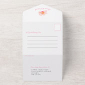 ウェディングトロピカルランの花水彩ピンク オールインワン招待状 (外側)