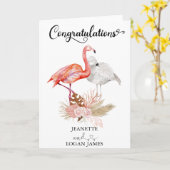 ウェディングトロピカル フラミンゴ ボヘミアンコンラトゥレーションズ カード (黄色い花)