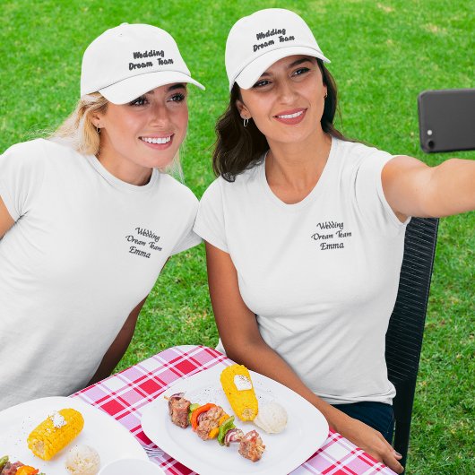 ウェディングドリームチーム、 花嫁、 ブライズメイドパーティー 刺繍入りキャップ