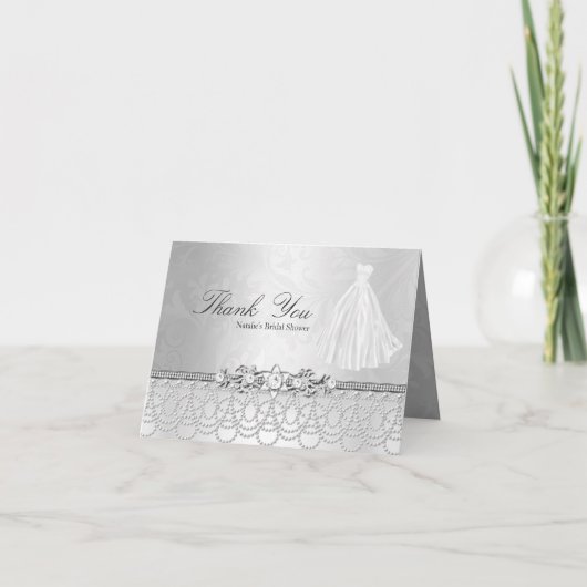 ウェディングドレスとジュエリーの感謝カード サンキューカード (正面)