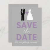 ウェディングドレスとタキシードのSave The Dateのお知らせ 招待状 (正面/裏面)