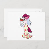 ウェディングドレスと花束の猫 ポストカード (正面/裏面)