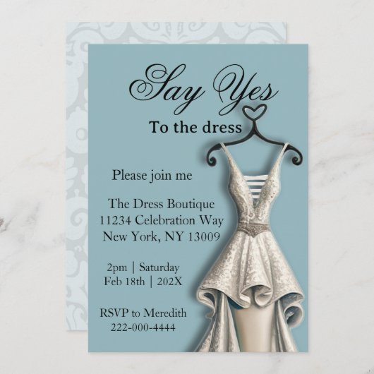 ウェディングドレスにイエスを 招待状 (正面/裏面)