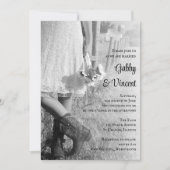 ウェディングドレスにカウボーイブーツとひまわり カントリーウェディング 招待状 (正面)