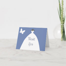 ウェディングドレスに感謝 白い蝶ありがとう サンキューカード