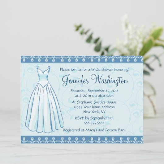 ウェディングドレスのブライダルシャワーのパーティー5x7の招待 招待状 (スタンド正面)