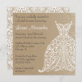 ウェディングドレスのブライダルシャワーの招待状 招待状 (正面/裏面)