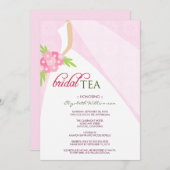 ウェディングドレスのブライダルシャワーの茶招待状(ピンク) 招待状 (正面/裏面)