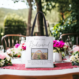 ウェディングドレスの友達との思い出の写真をプロポーズ トートバッグ