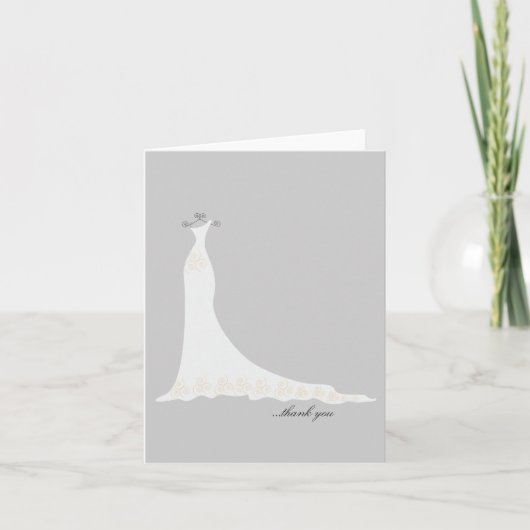 ウェディングドレスの感謝ノート {シルバー} サンキューカード (正面)