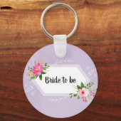 ウェディングドレスの水彩紫の花のシャワーパーティー キーホルダー (正面)