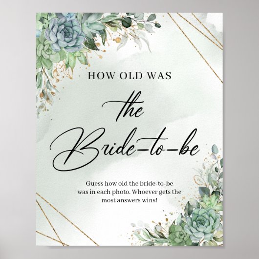 （ウェディングドレスの花嫁がそばに）ぷっくりとした植物が入った金の額縁　花嫁はいくつ？ ポスター (正面)