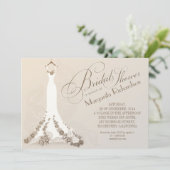ウェディングドレスを持つブライダルシャワー招待状 招待状 (スタンド正面)