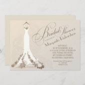 ウェディングドレスを持つブライダルシャワー招待状 招待状 (正面/裏面)