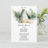 ウェディングドレス グリーン 水彩 ブライダルシャワー 招待状 (スタンド正面)