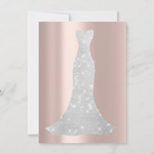 ウェディングドレス スパークローズ パステルピンクローズ ダイヤモンド 招待状 (裏面)