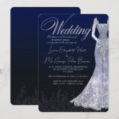ウェディングドレス ダイヤモンド ブルー 結婚式 招待状 (正面/裏面)