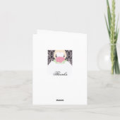 ウェディングドレス、ダマスク織、 花 結婚式 ありがとう サンキューカード (裏面)