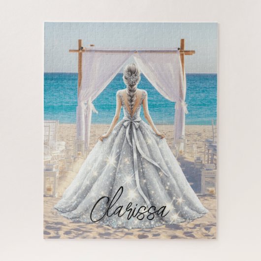 ウェディングドレス ビーチウェディング 花嫁 美しいドレス 結婚式 ジグソーパズル (縦)