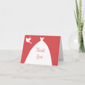 ウェディングドレス ピンク ありがとう 白い鳩 サンキューカード (正面)