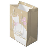 ウェディングドレス ピンク ブライダルシャワー ベージュ 中サイズ ミディアムペーパーバッグ (正面アングル)