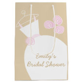 ウェディングドレス ピンク ブライダルシャワー ベージュ 中サイズ ミディアムペーパーバッグ (裏面)